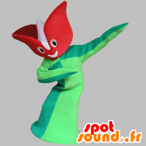 Mascotte tulipano, rosso e verde fiore, gigante - MASFR031766 - Mascotte di piante