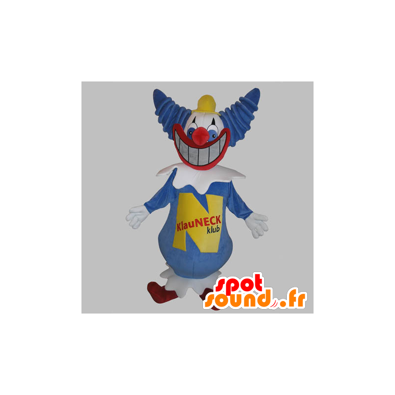 Azul y blanco de la mascota del payaso con una gran sonrisa - MASFR031767 - Circo de mascotas