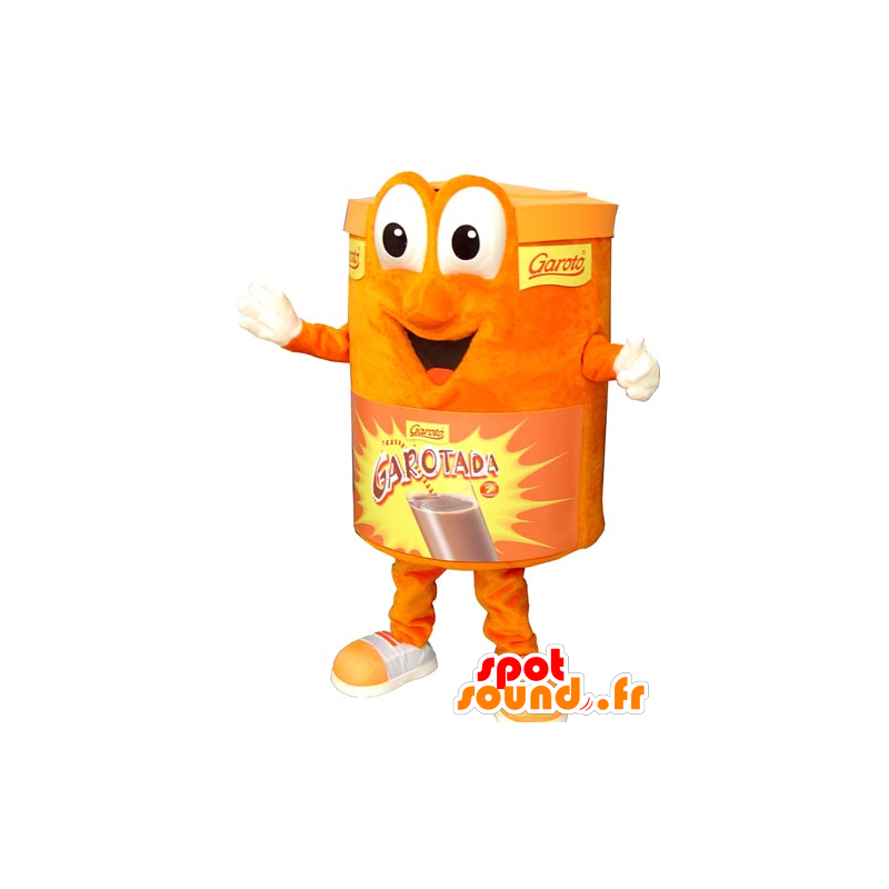 Mascotte de boite orange. Mascotte de boisson chocolatée - MASFR031768 - Mascottes d'objets