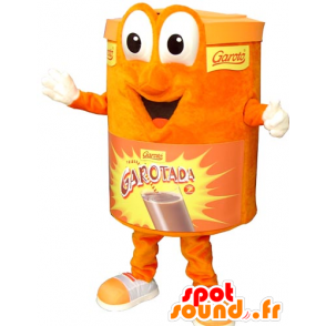 Mascotte de boite orange. Mascotte de boisson chocolatée - MASFR031768 - Mascottes d'objets