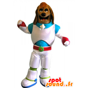 Brown dog mascot dressed as a spaceman - MASFR031772 - Dog mascots