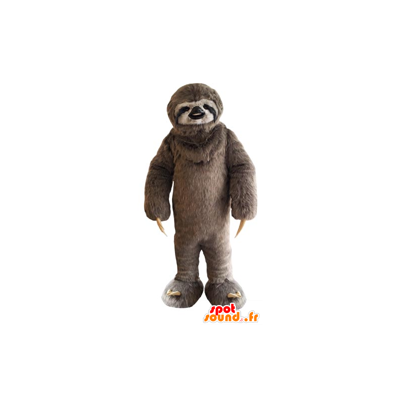 Mascotte de paresseux marron et blanc, poilu - MASFR031776 - Mascottes Paresseux