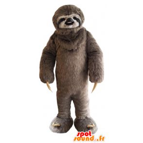 Mascotte de paresseux marron et blanc, poilu - MASFR031776 - Mascottes Paresseux