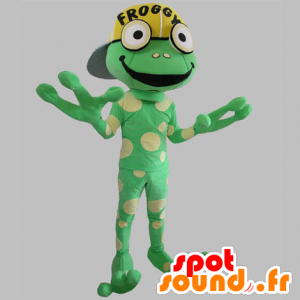 Mascot grüner Frosch, Riese, gelbe Erbsen - MASFR031781 - Maskottchen-Frosch