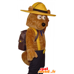 Brun bjørnemaskot i opdagelsesudstyr - Spotsound maskot kostume