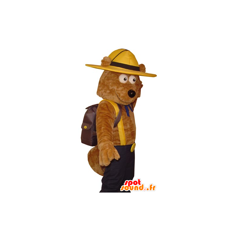 Van de bruine beer Mascot Explorer gehouden - MASFR031783 - Bear Mascot