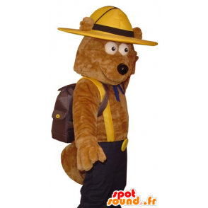 Mascotte d'ours marron en tenue d'explorateur - MASFR031783 - Mascotte d'ours