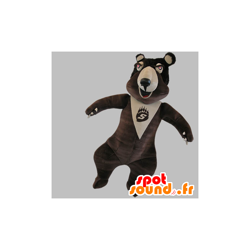 Mascot bruin en beige beer, erg grappig - MASFR031786 - Bear Mascot