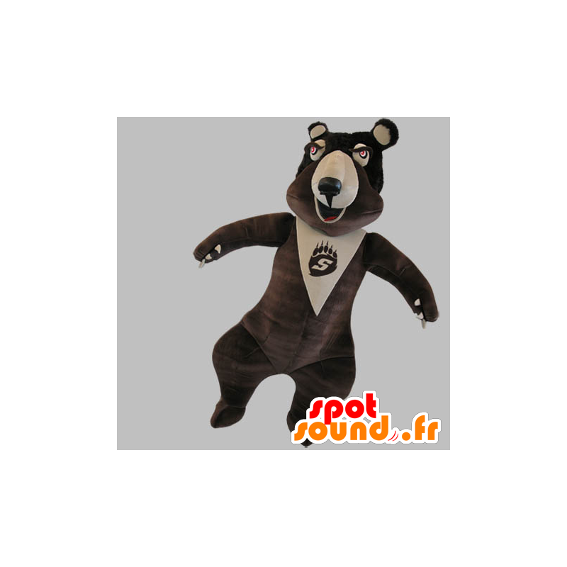 Μασκότ καφέ και μπεζ αρκούδα, πολύ αστείο - MASFR031786 - Αρκούδα μασκότ