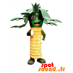 Yellow and green palm mascot with sunglasses - MASFR031787 - Mascots of plants