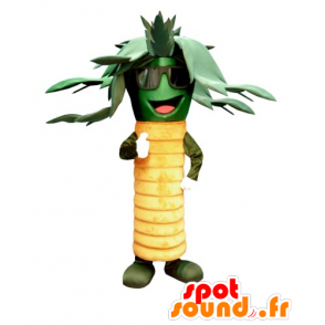 Geel en groen palm mascotte met zonnebril - MASFR031787 - mascottes planten