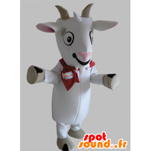Goat μασκότ, λευκό και γκρι biquette - MASFR031788 - Μασκότ και Αίγες Αίγες