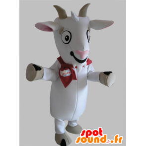 Vuohi Mascot, valkoinen ja harmaa biquette - MASFR031788 - Mascottes Boucs et Chèvres