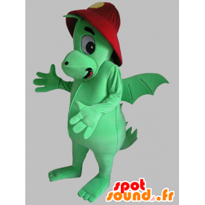 Zelený drak maskot s červeným helmu - MASFR031789 - Dragon Maskot