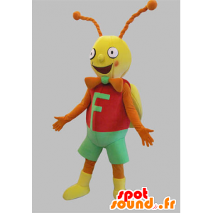 Mascote cricket, borboleta vermelha, amarela e laranja e verde - MASFR031791 - borboleta mascotes