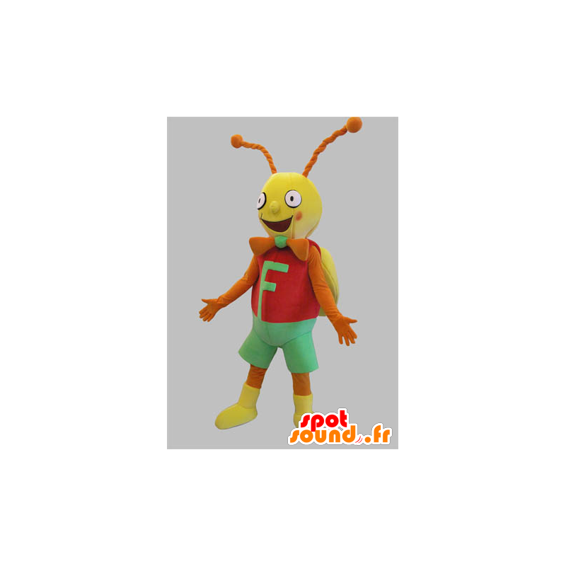 Cricket mascot, red butterfly, yellow and orange and green - MASFR031791 - Mascots Butterfly