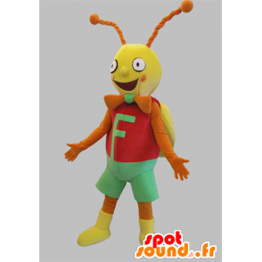 Cricket mascotte, rode vlinder, geel en oranje en groen - MASFR031791 - mascottes Butterfly