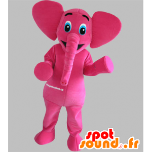 Mascotte elefante rosa con gli occhi azzurri - MASFR031792 - Mascotte elefante