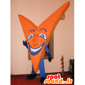 Mascot laranja em forma e V. azul letra V - MASFR031793 - Mascotes não classificados