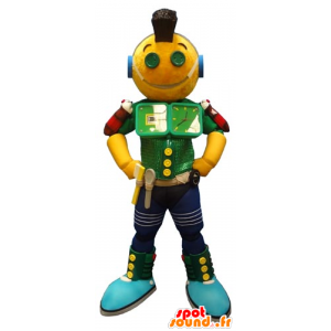 Mascota del robot verde amarillo y azul, diversión - MASFR031794 - Mascotas sin clasificar