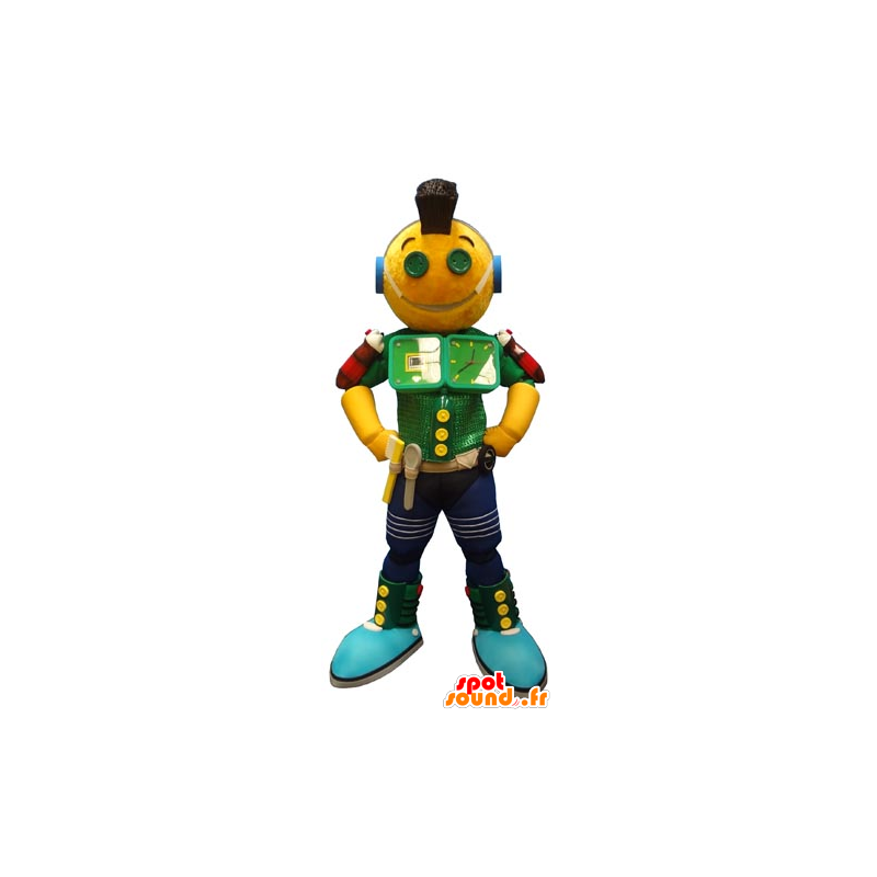 Maskot zelené a modré žlutá robot, fun - MASFR031794 - Neutajované Maskoti
