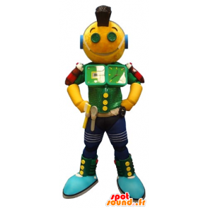 Mascotte verde giallo e blu robot, divertimento - MASFR031794 - Mascotte non classificati