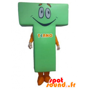 Em forma de carta mascote T, verde e laranja - MASFR031795 - Mascotes não classificados