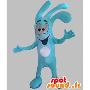 Mascota del muñeco de nieve azul, sonriendo. la mascota azul de conejo - MASFR031796 - Mascota de conejo