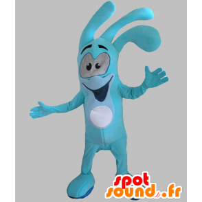 Mascotte blauwe man, die lacht. blauw konijn mascotte - MASFR031796 - Mascot konijnen