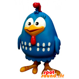 Mascotte de poule géante, d'oiseau bleu, blanc et rouge - MASFR031797 - Mascotte d'oiseaux