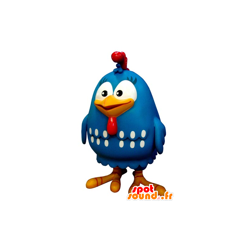 Mascote gigante galinha, pássaro azul, branco e vermelho - MASFR031797 - aves mascote
