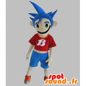 Drengemaskot med blåt hår - Spotsound maskot kostume