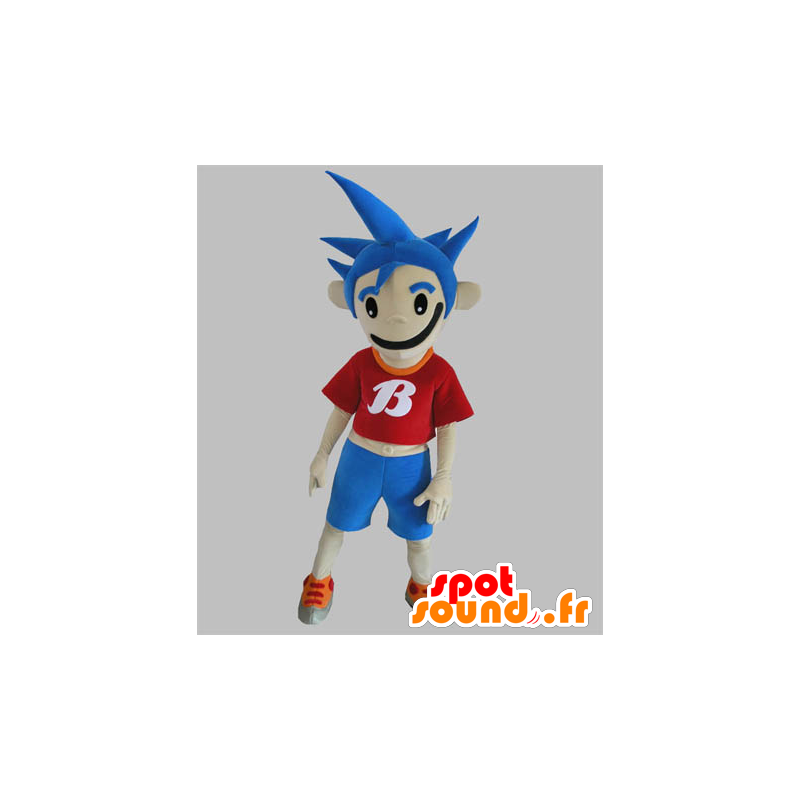 Pojkemaskot med blått hår - Spotsound maskot
