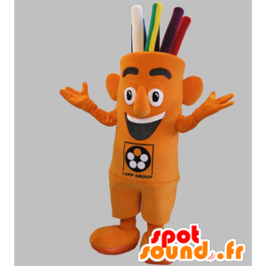 Orange snowman mascot, giant with colored hair - MASFR031801 - Human mascots