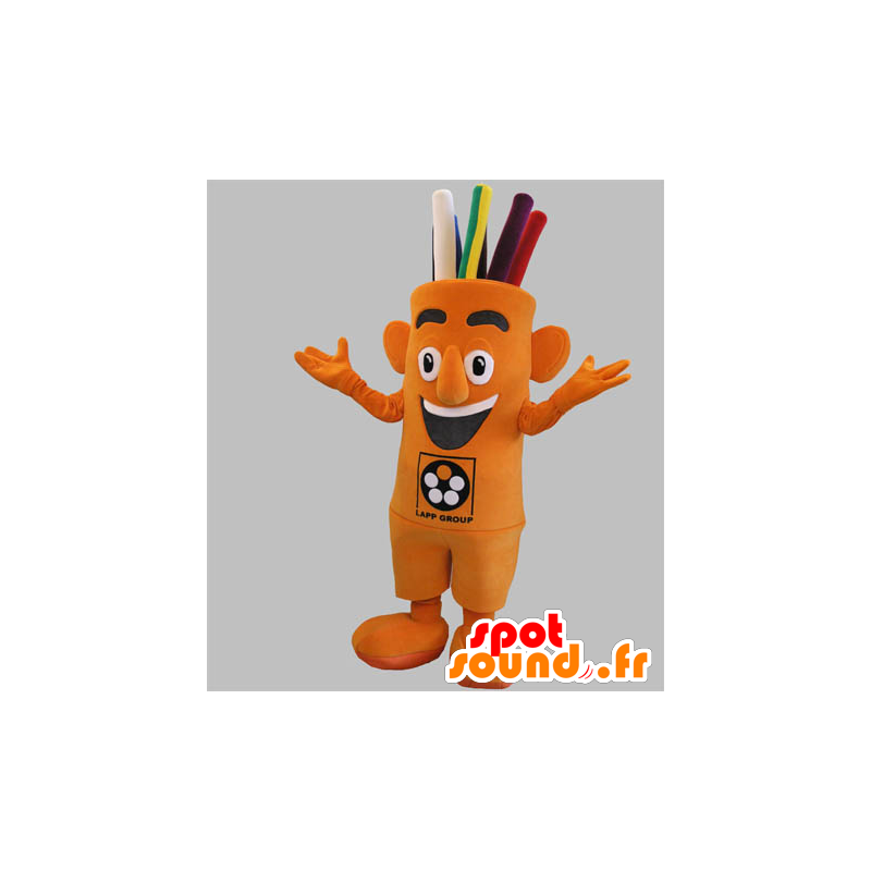 Orange snowman mascot, giant with colored hair - MASFR031801 - Human mascots