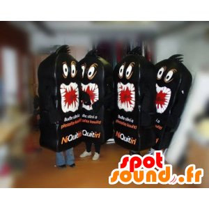 4 mascottes Niquitin. 4 mascottes de monstres noirs - MASFR031807 - Mascottes de monstres
