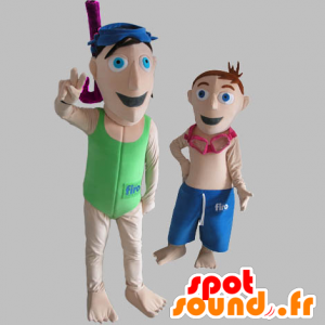 2 mascotas de los vacacionistas, nadadores, buceadores - MASFR031808 - Mascotas humanas