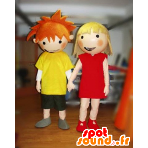 2 mascotes, um menino e uma menina. mascotes Casal - MASFR031809 - Mascotes Boys and Girls