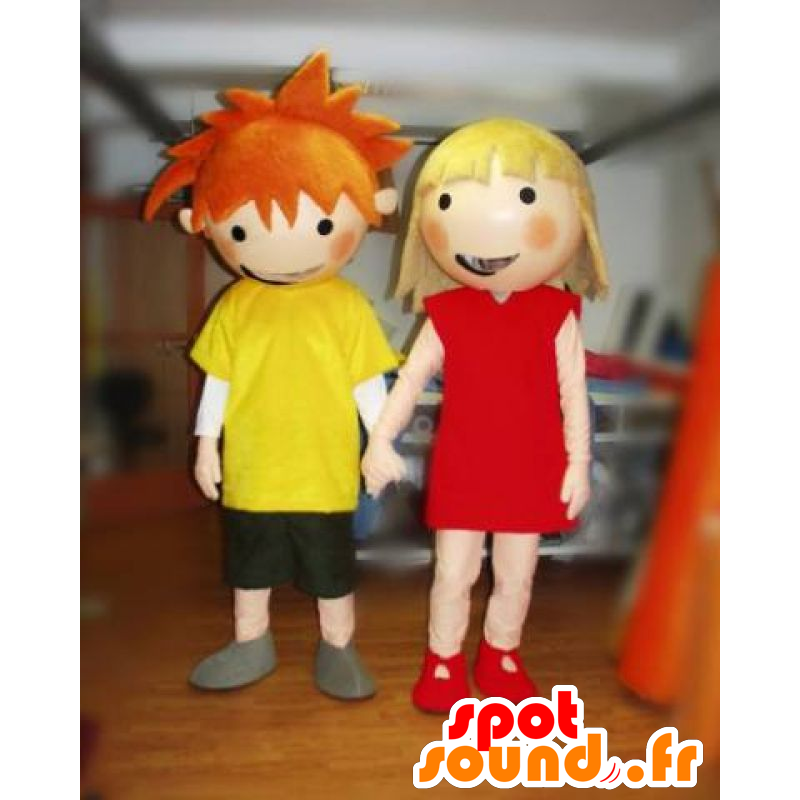 2 mascots, a boy and a girl. mascots Couple - MASFR031809 - Mascots boys and girls