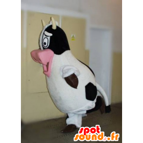 Mascot των μαύρο και άσπρο αγελάδα. αγρόκτημα μασκότ - MASFR031818 - Μασκότ αγελάδα