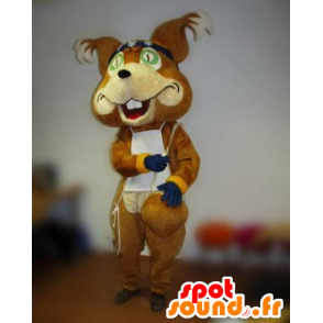 Brown fox mascot with a blindfold and a bib - MASFR031823 - Mascots Fox