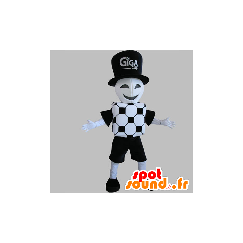 Mascotte arbitro, obiettivo, vestito di bianco e nero - MASFR031825 - Umani mascotte