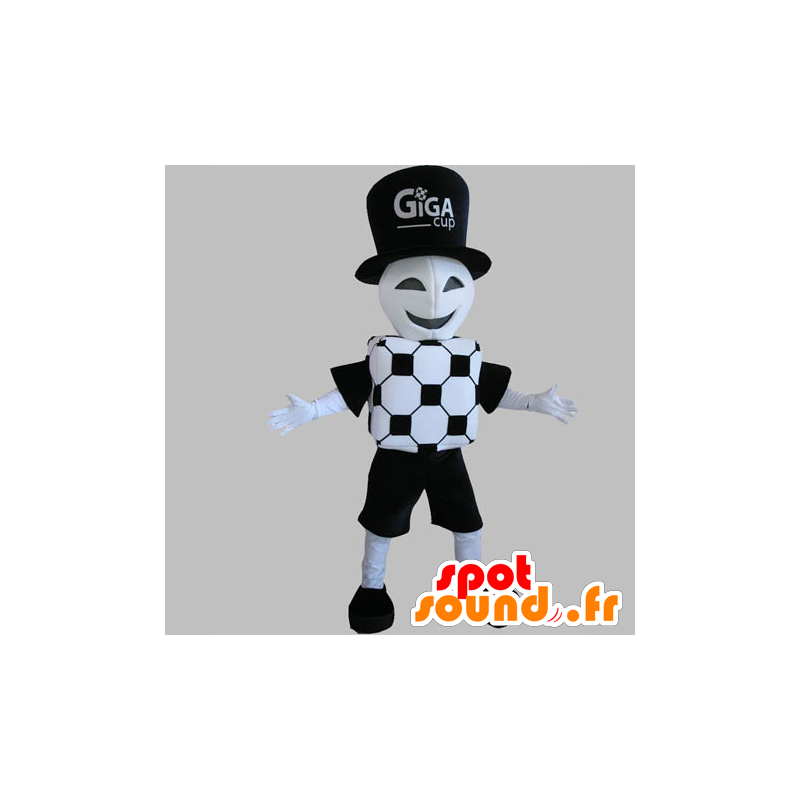 Mascot arbiter, doel, gekleed in zwart en wit - MASFR031825 - Human Mascottes
