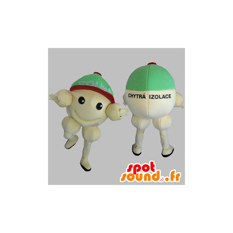 Gele sneeuwman mascotte, reus, all round en glimlachend - MASFR031826 - man Mascottes