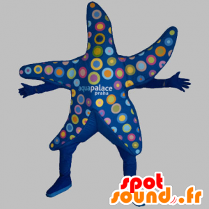 Maskot modré hvězdice s barevnými kruhy - MASFR031827 - Sea Star Maskoti