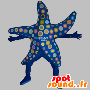 Mascot blauen Seestern mit bunten Kreisen - MASFR031827 - Maskottchen Seestern