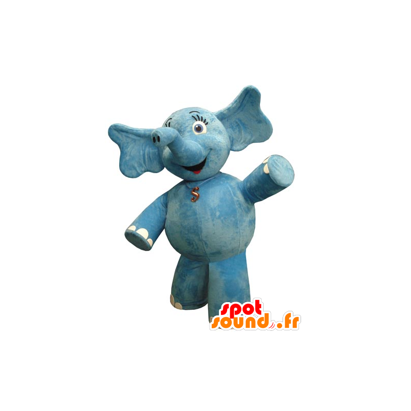 Mascotte elefante blu, grassoccio e abbastanza - MASFR031829 - Mascotte elefante
