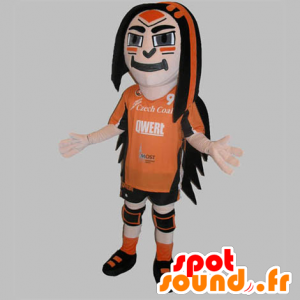 Sport maskot kledd mann i oransje og svart - MASFR031830 - sport maskot