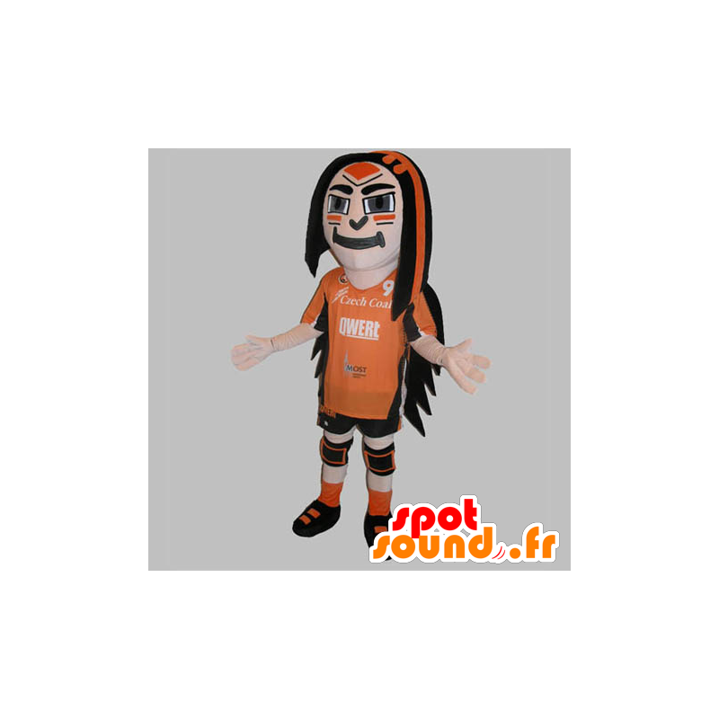 Sports mascot dressed man in orange and black - MASFR031830 - Sports mascot