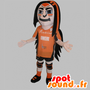 Sport mascotte geklede man in oranje en zwart - MASFR031830 - sporten mascotte